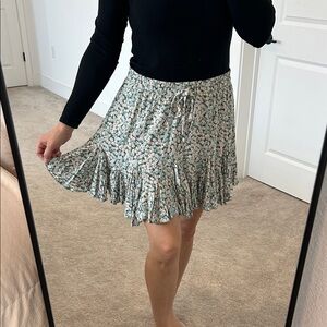 Aeropostale Green summer spring Floral Ruffle Mini Skirt Large XL L